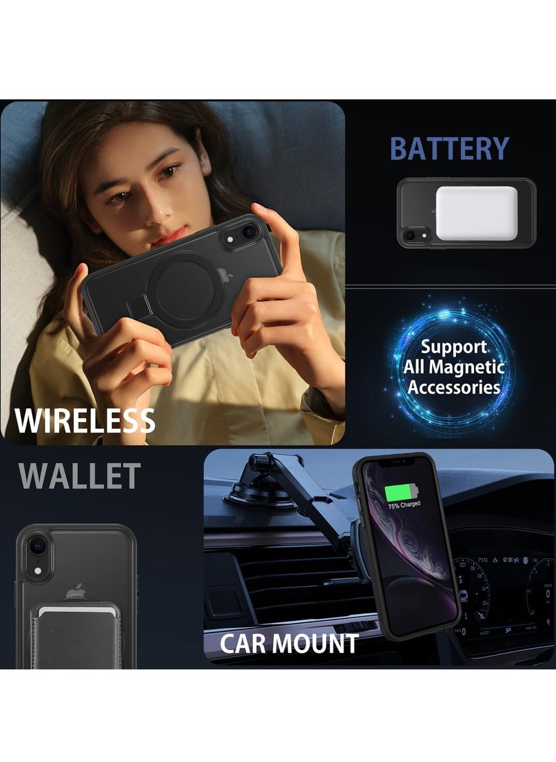 Eligo - iPhone XR MagSafe Case with Magnetic Invisible Stand,【Full Shockproof Protection】Matte Back Phone Cover with Magnet Kickstand for Apple XR (2018)(Black) - Image 1