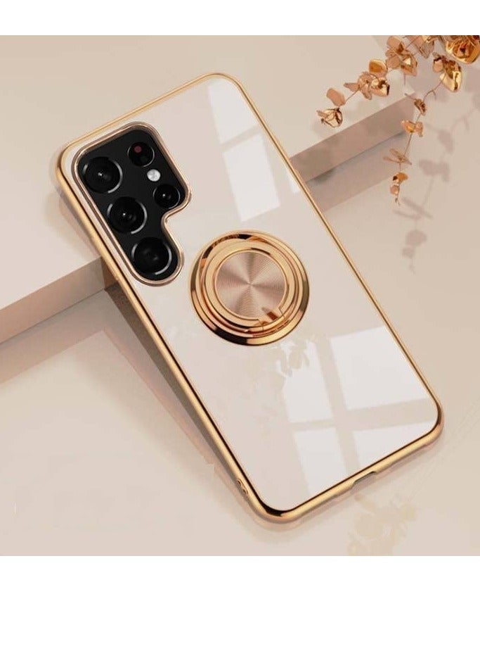 Galaxy S23 ULTRA Case (2023) Luxury Silicone TPU Shockproof Ring Holder Kickstand Slim Plated Phone Case Cover - Image 1
