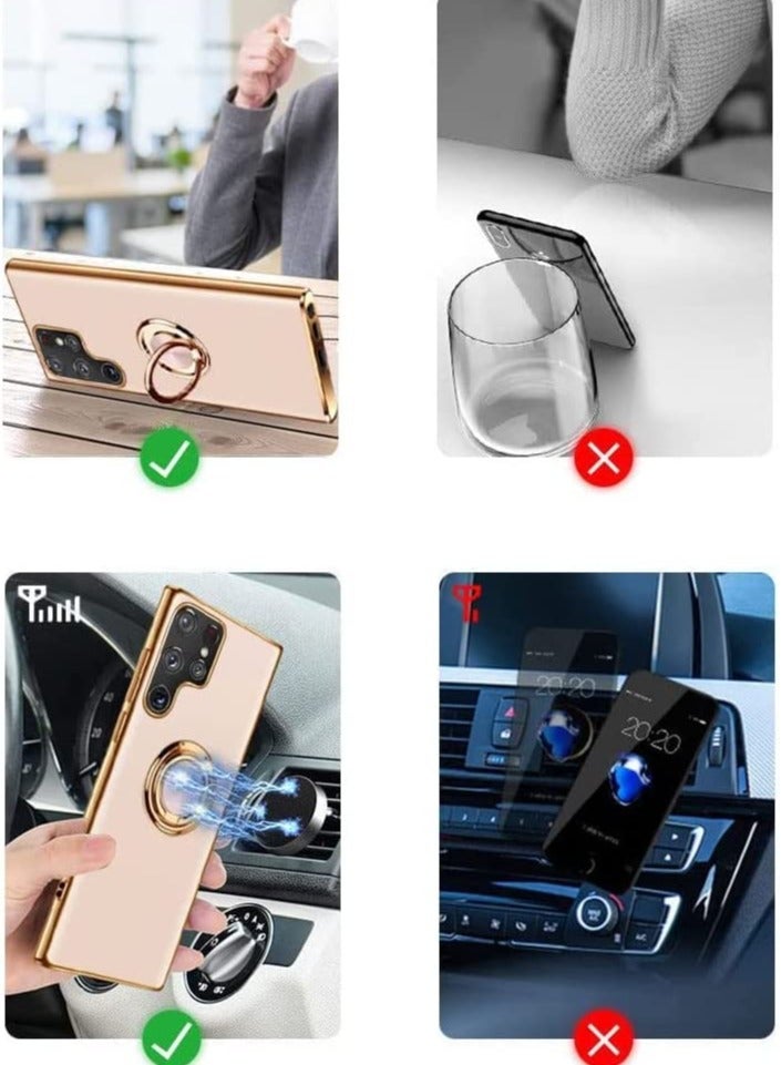 Galaxy S23 ULTRA Case (2023) Luxury Silicone TPU Shockproof Ring Holder Kickstand Slim Plated Phone Case Cover - Image 5