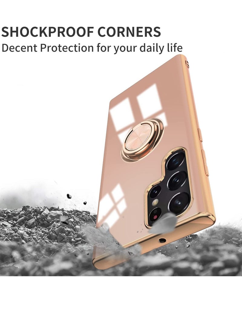 Galaxy S23 ULTRA Case (2023) Luxury Silicone TPU Shockproof Ring Holder Kickstand Slim Plated Phone Case Cover - Image 3