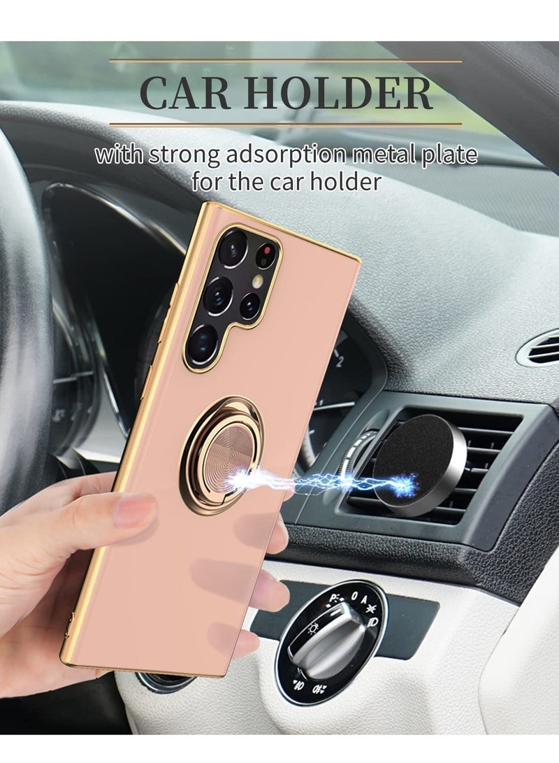 Galaxy S23 ULTRA Case (2023) Luxury Silicone TPU Shockproof Ring Holder Kickstand Slim Plated Phone Case Cover - Image 2