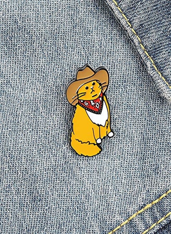 POYAMUSE Funny Cowboy Cat Brooch Pin - Lovely Enamel Pin for Cat Lovers - Cute Cowboy Ginger Cat Lapel Pin-cowboy ginger - Image 4
