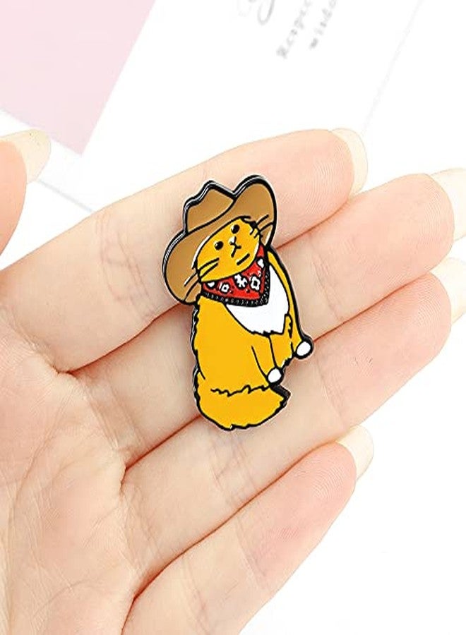 POYAMUSE Funny Cowboy Cat Brooch Pin - Lovely Enamel Pin for Cat Lovers - Cute Cowboy Ginger Cat Lapel Pin-cowboy ginger - Image 3