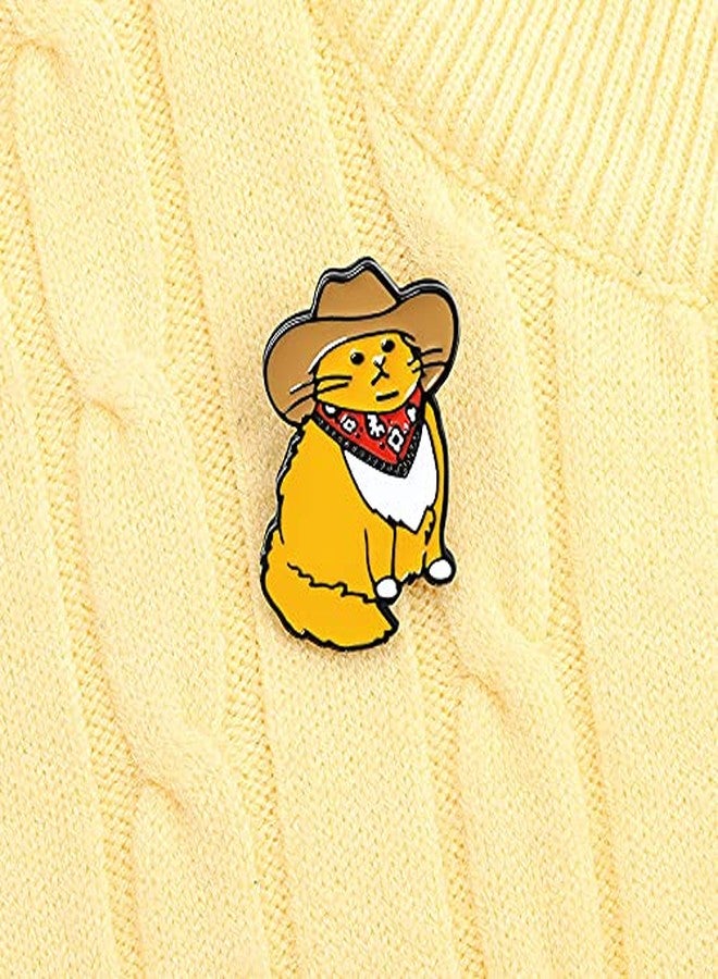 POYAMUSE Funny Cowboy Cat Brooch Pin - Lovely Enamel Pin for Cat Lovers - Cute Cowboy Ginger Cat Lapel Pin-cowboy ginger - Image 5