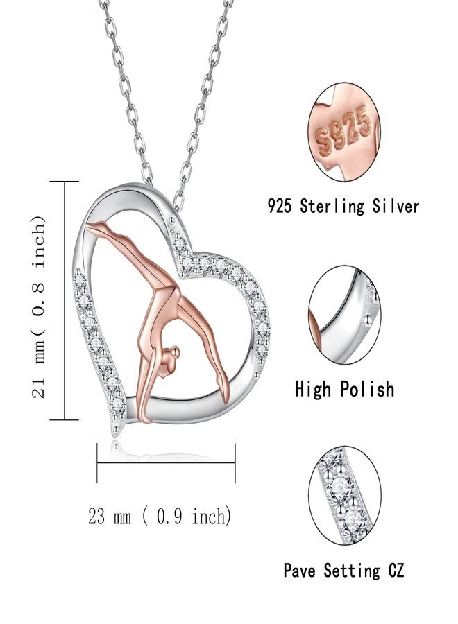 MANBU Sterling Silver Gymnastics Earrings Necklace Gymnast Heart Rose Gold Plated Jewelry Christmas Gymnastics Gifts for Daughter Granddaughter Gymnasts (Gymnast Necklace) - Image 5