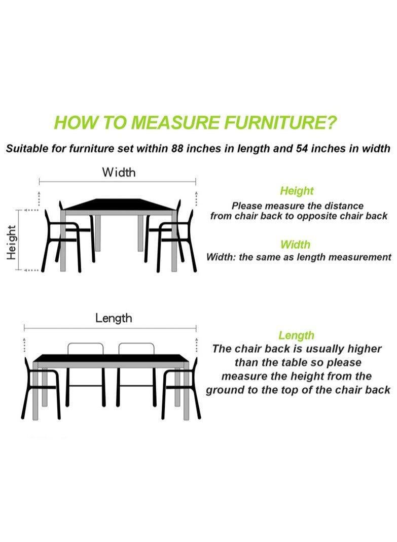 NANAO أغطية أثاث الفناء، غطاء أثاث خارجي مقاوم للماء، غطاء مجموعة الأرائك الخارجية مقاوم للرياح والغبار ومضاد للأشعة فوق البنفسجية، غطاء طاولة قهوة واقي متين مستطيل 350 سم طول 260 سم عرض 90 سم ارتفاع - Image 3