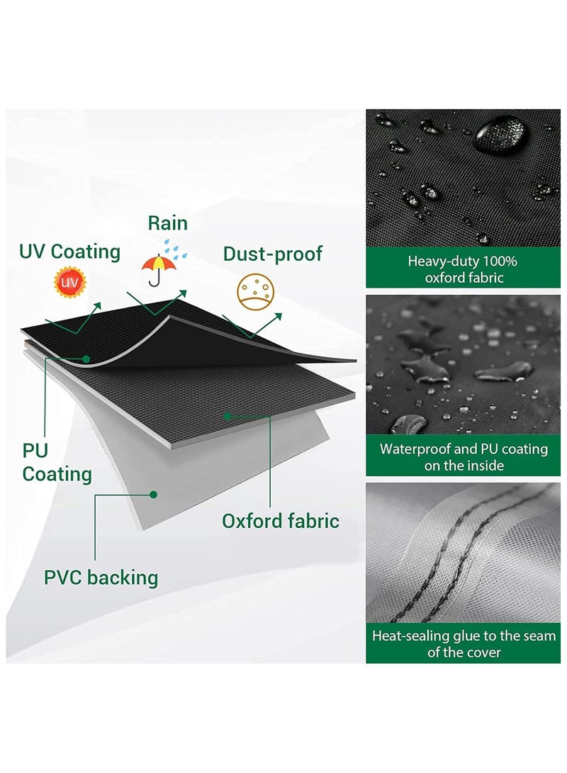 NANAO أغطية أثاث الفناء، غطاء أثاث خارجي مقاوم للماء، غطاء مجموعة الأرائك الخارجية مقاوم للرياح والغبار ومضاد للأشعة فوق البنفسجية، غطاء طاولة قهوة واقي متين مستطيل 350 سم طول 260 سم عرض 90 سم ارتفاع - Image 5