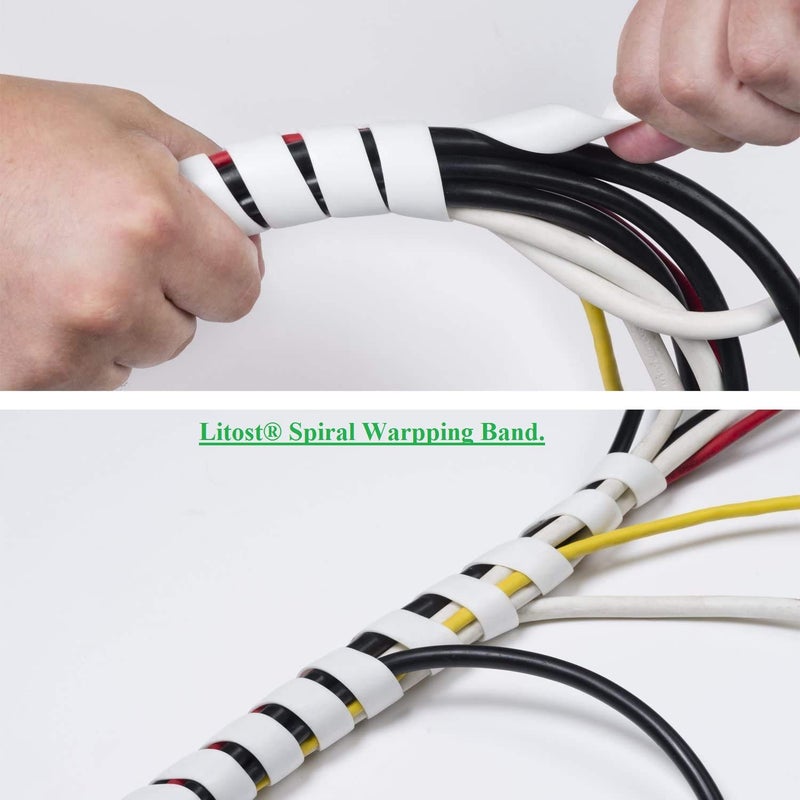 Litost Litost PVC Spiral Wrapping Band for Cable Wire Wrap Manager Size 12 MM Dia 12 INCHWhite Zip OrganizerApproximately Length 25 Meter  - Image 4