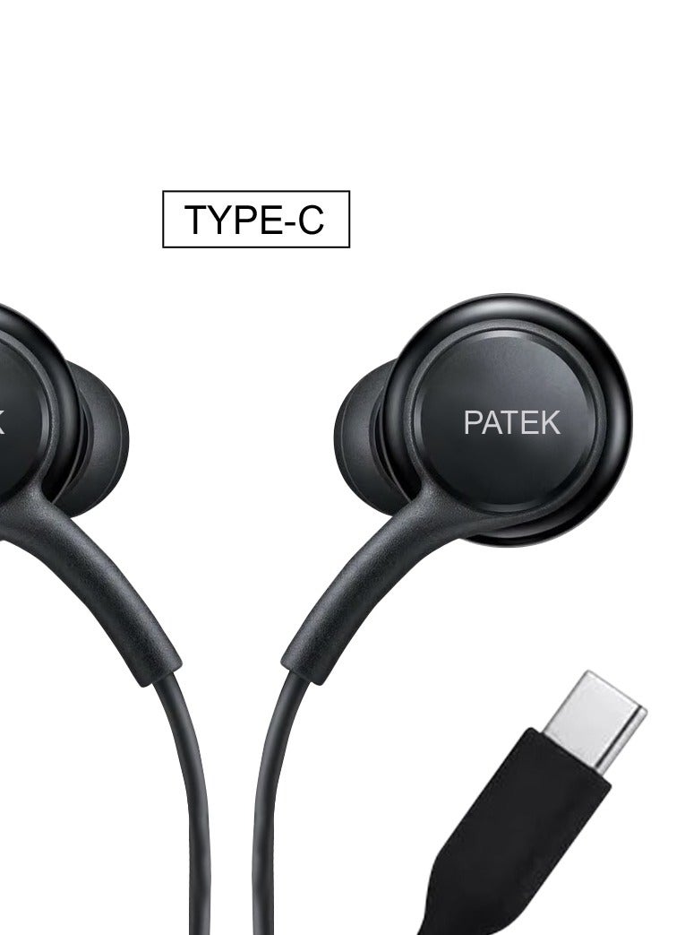 بديك سماعة أذن داخلية من النوع C مع ميكروفون باللون الأسود - Image 3