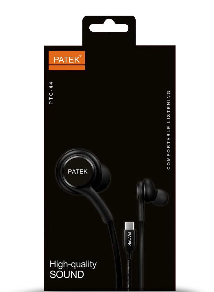 بديك سماعة أذن داخلية من النوع C مع ميكروفون باللون الأسود - Image 4