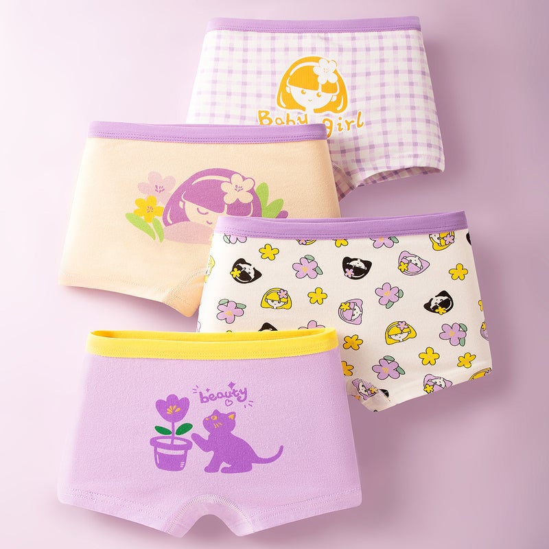 Girls Lightweight Cotton Briefs 8030 flower kitten 