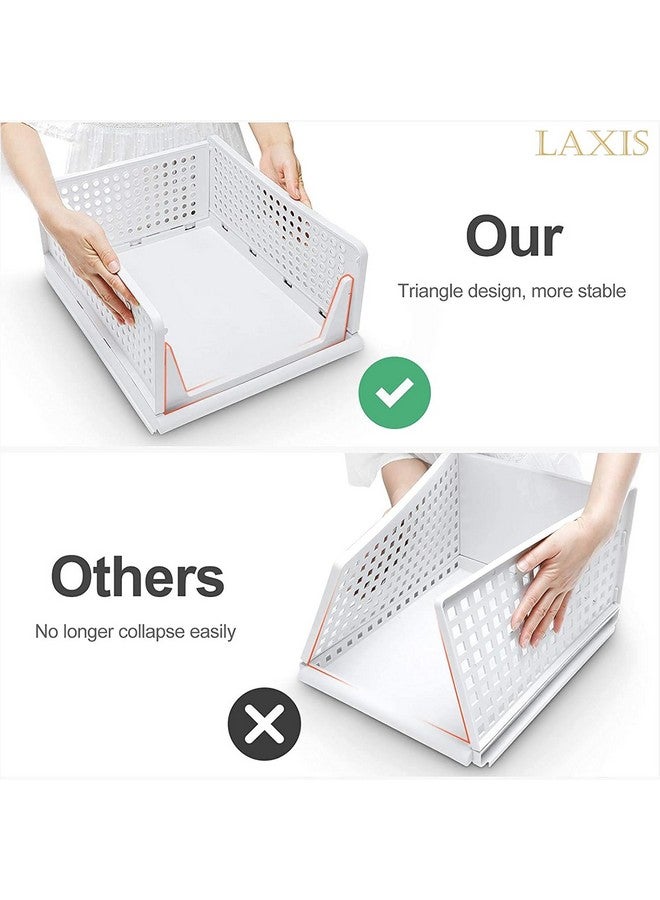 LAXIS HOMFIL Brand Clothes Organizer for Wardrobe, Folding Closet Organizer Storage Box Stackable Plastic Drawer Basket for Clothes Almirah Cupboard Kitchen Bathroom Office (4 PCS, Stackable Rack) - Image 2