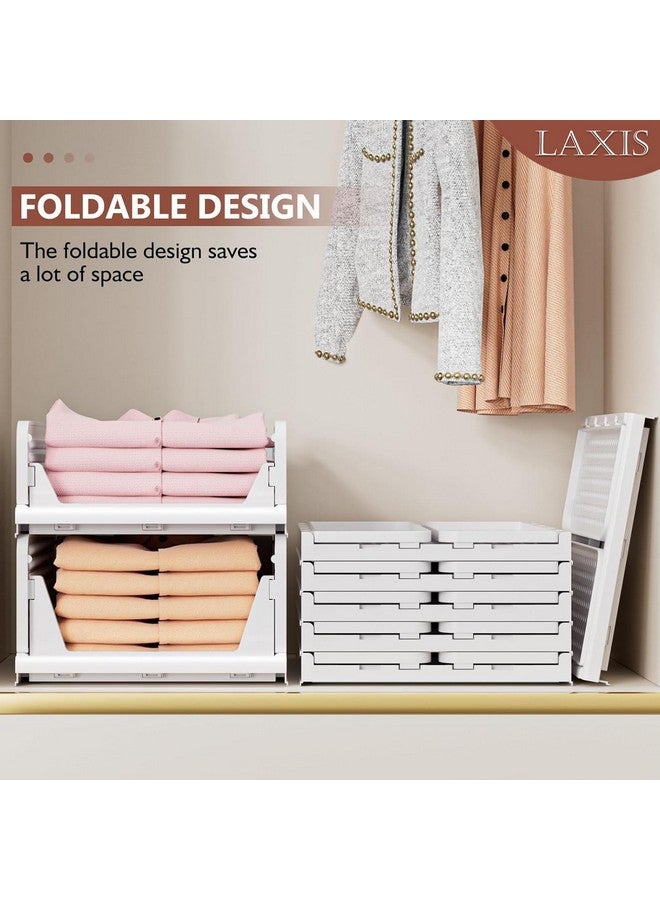 LAXIS HOMFIL Brand Clothes Organizer for Wardrobe, Folding Closet Organizer Storage Box Stackable Plastic Drawer Basket for Clothes Almirah Cupboard Kitchen Bathroom Office (4 PCS, Stackable Rack) - Image 4