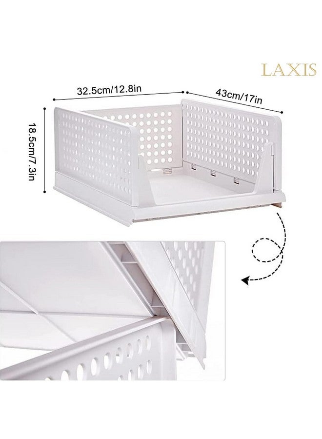 LAXIS HOMFIL Brand Clothes Organizer for Wardrobe, Folding Closet Organizer Storage Box Stackable Plastic Drawer Basket for Clothes Almirah Cupboard Kitchen Bathroom Office (4 PCS, Stackable Rack) - Image 3