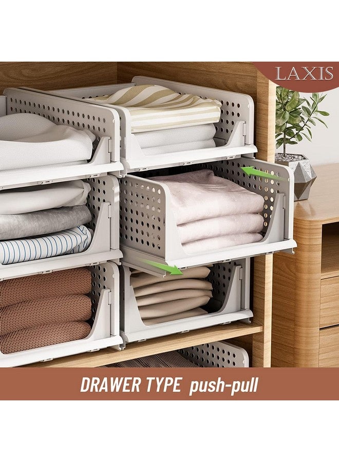 LAXIS HOMFIL Brand Clothes Organizer for Wardrobe, Folding Closet Organizer Storage Box Stackable Plastic Drawer Basket for Clothes Almirah Cupboard Kitchen Bathroom Office (4 PCS, Stackable Rack) - Image 5