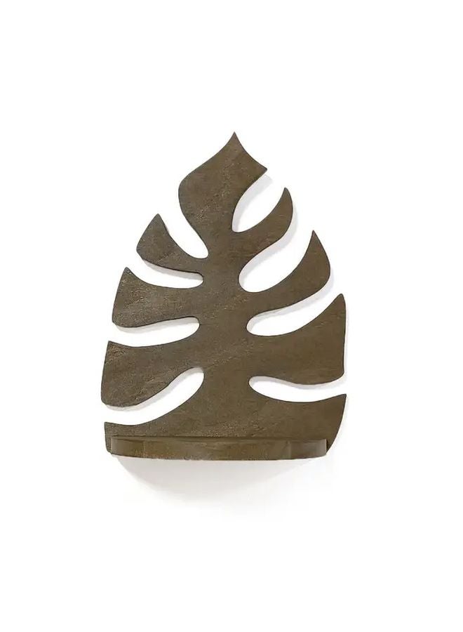 Rustic Wooden Leaf Storage Rack Solid Wood Floating Wall Shelf 1pc - Image 1