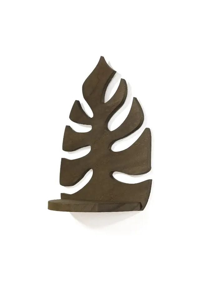 Rustic Wooden Leaf Storage Rack Solid Wood Floating Wall Shelf 1pc - Image 3