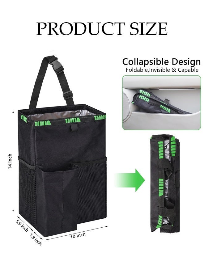 Hanging Car Trash Can,Foldable Trash Bag with Pockets,Waterproof Car Garbage Bin,Automotive Storage Organizer for Car Seats, Travel and Camping Use - Image 4