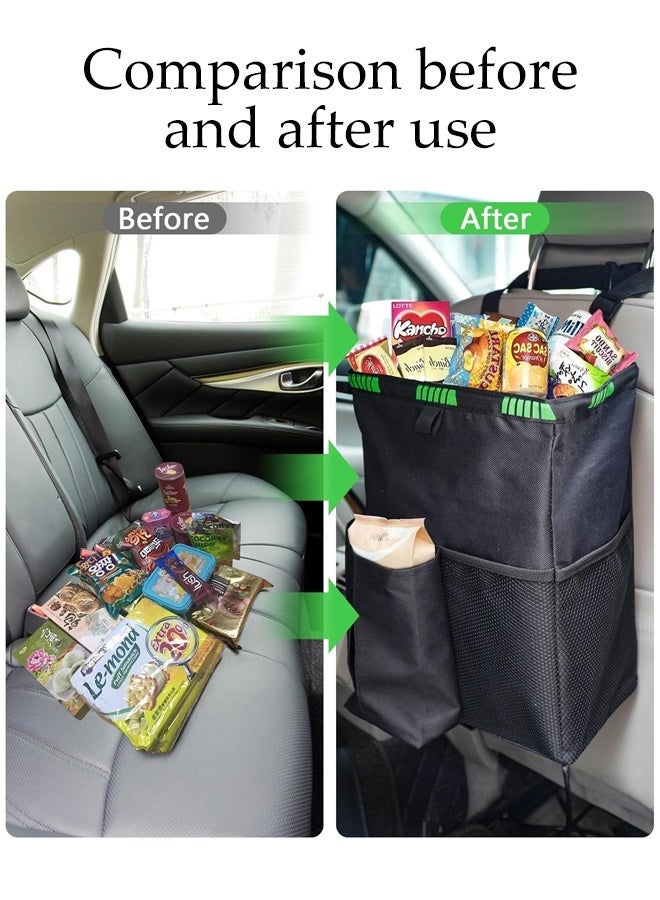 Hanging Car Trash Can,Foldable Trash Bag with Pockets,Waterproof Car Garbage Bin,Automotive Storage Organizer for Car Seats, Travel and Camping Use - Image 5