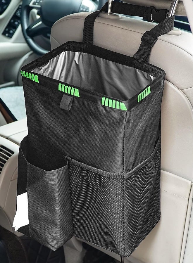 Hanging Car Trash Can,Foldable Trash Bag with Pockets,Waterproof Car Garbage Bin,Automotive Storage Organizer for Car Seats, Travel and Camping Use - Image 1