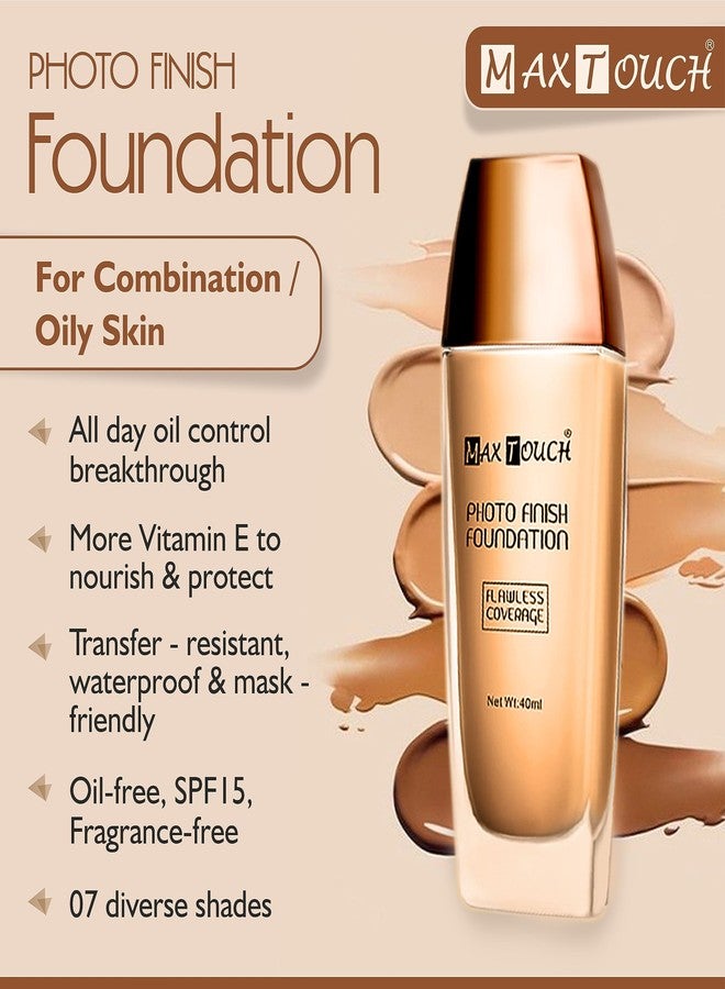 Max Touch MaxTouch Photofinish Foundation Lightweight Full Matte Coverage Waterproof and Long Lasting Liquid Foundation (2495-07) - Image 2