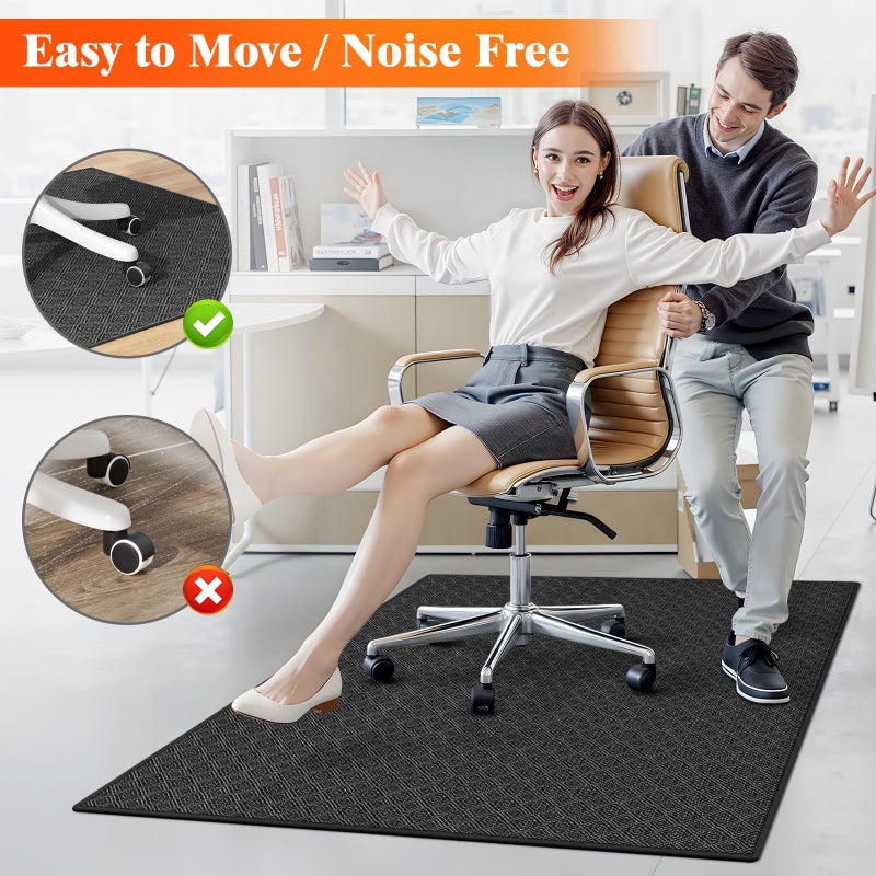 KMAT Office Chair Mat, 36x48in Heavy Duty Hardwood/Tile Floor Protector, Floor Mat Computer Desk Mat for Rolling Chairs, Work, Study, Office, Black - Image 4