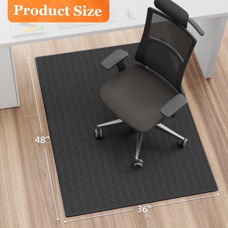 KMAT Office Chair Mat, 36x48in Heavy Duty Hardwood/Tile Floor Protector, Floor Mat Computer Desk Mat for Rolling Chairs, Work, Study, Office, Black - Image 2