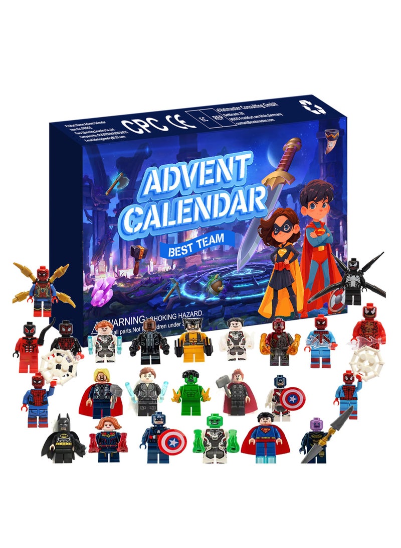 general 24 Avengers cute cartoon minifigure toys, 24 digital countdown mystery box building blocks, perfect for fans children's birthday party gifts - Image 1