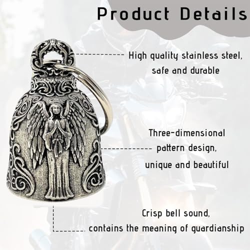 CartHome 4 Pcs Guardian Bell Set, Angle Guardian Bell for Bike Car Motorcycles Guardian Bells Keychain Suitable Custom Bike Builds Motorcycle Handlebars Bicycle Frames Trip Essentials Handlebars - Image 4