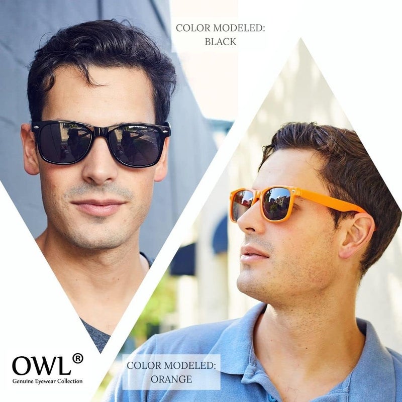 OWL Classic Vintage Sunglasses 80s Style with Clear Lens, Smoke Lens Nerdy Colorful Frames - Image 3