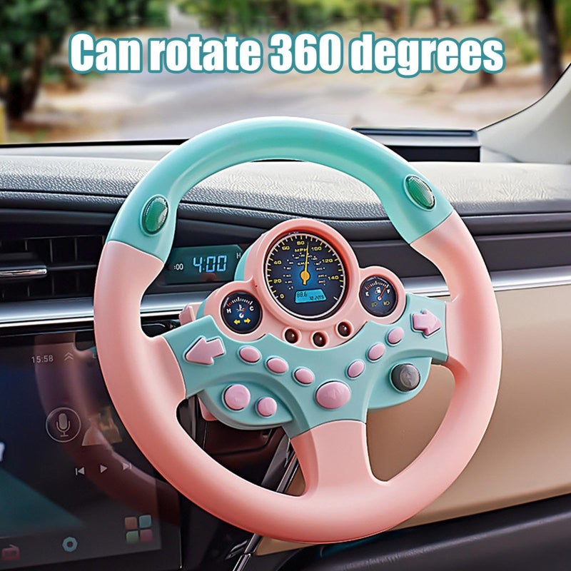 Baby Steering Wheel Toy For Kids With Realistic Car Sounds Lights - Rotatable Simulation Driving Play Wheel For Early Traffic Learning - Image 4