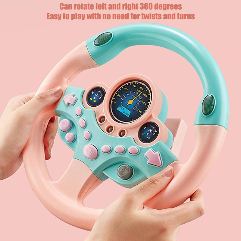 Baby Steering Wheel Toy For Kids With Realistic Car Sounds Lights - Rotatable Simulation Driving Play Wheel For Early Traffic Learning - Image 3