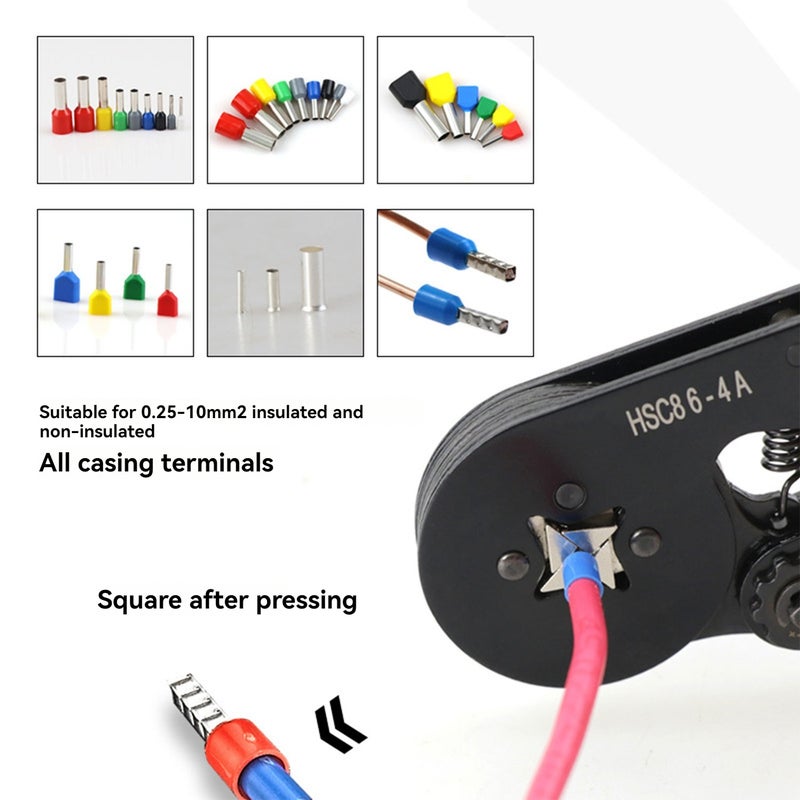 HSC8 6-4A Tube Terminal Crimping Pliers Quadrilateral Tube Terminal Crimping Pliers Cold Terminal Crimping Hand Tools - Image 2