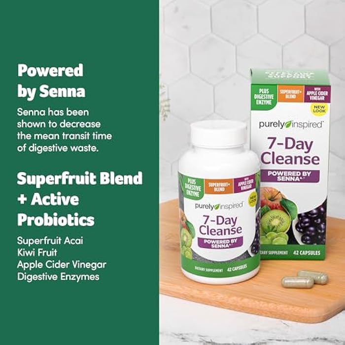Purely Inspired 7-Day Detox Cleanse - Whole Body Cleanse & Detox Pills for Women & Men, Powered with Senna Leaf, Vitamin C, Apple Cider Vinegar, Digestive Enzymes & Probiotics - 42 Acai Berry Capsules - Image 3