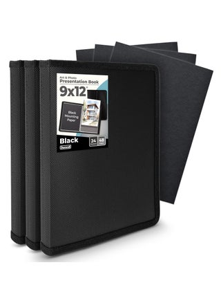 Dunwell 9x12 Art Portfolio Binder 3Pack Black Includes Mounting Paper Portfolio Binder for Artwork 9 x 12 Art Folder 24 Pockets Display 48 Pages AcidFree Poly Presentation Book - pzsku/ZDBCD60FA1BBE5C135154Z/45/1749489739/16930cd7-bc19-4491-8650-c134e701a01a