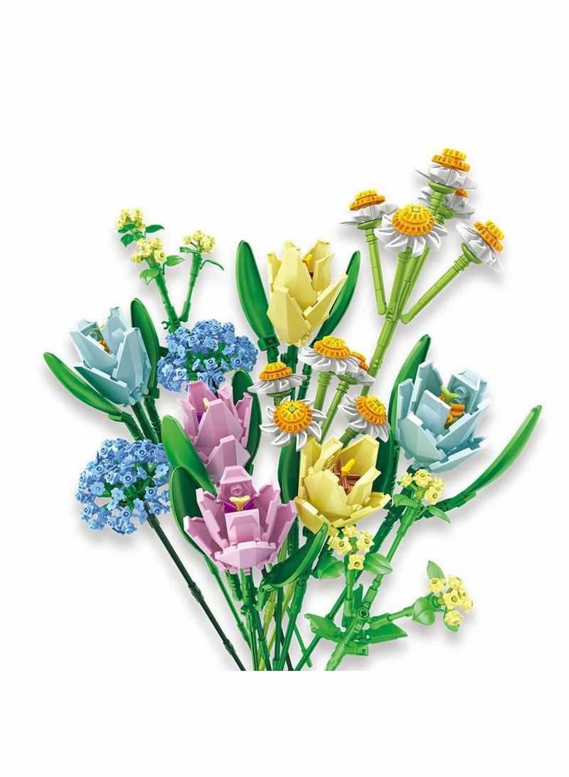 Flower Bouquet Building Kit Tulips Blocks Sets Botanical Collection Creative Project for Adult Home Decoration Compatible with Lego - Image 1