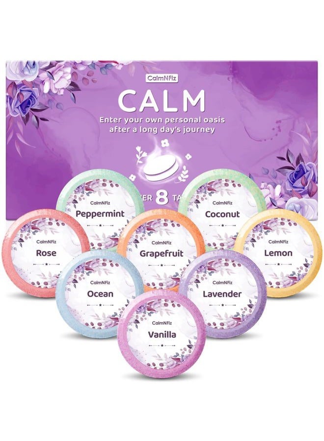 CalmNFiz Shower Steamers 8 Scents - Shower & Bath Bombs with Organic & Natural Fragrances for Teens and Adults - Birthday, Mother's Day Gift for Women Who Have Everything（Purple） - Image 1