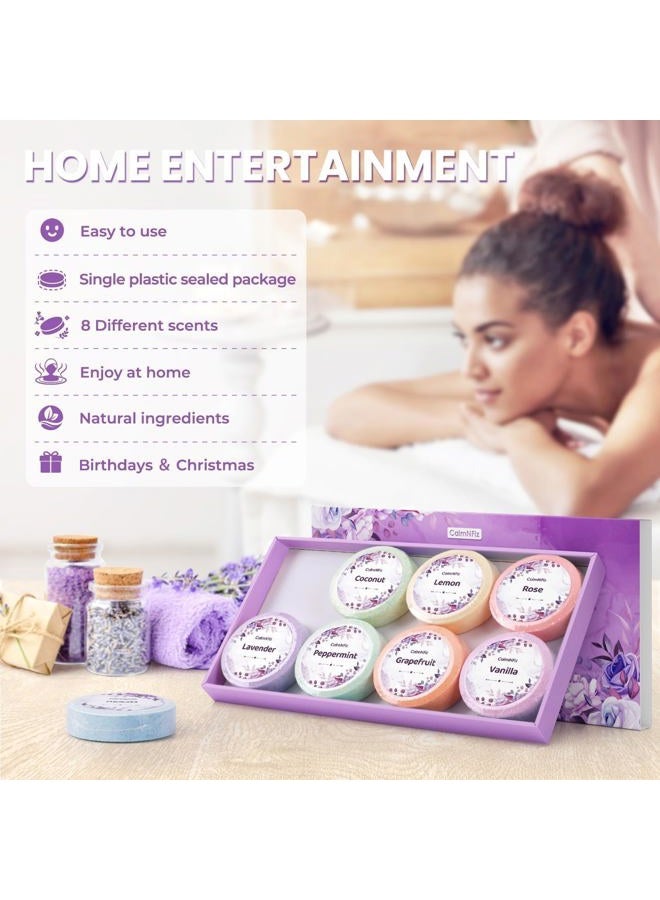 CalmNFiz Shower Steamers 8 Scents - Shower & Bath Bombs with Organic & Natural Fragrances for Teens and Adults - Birthday, Mother's Day Gift for Women Who Have Everything（Purple） - Image 3