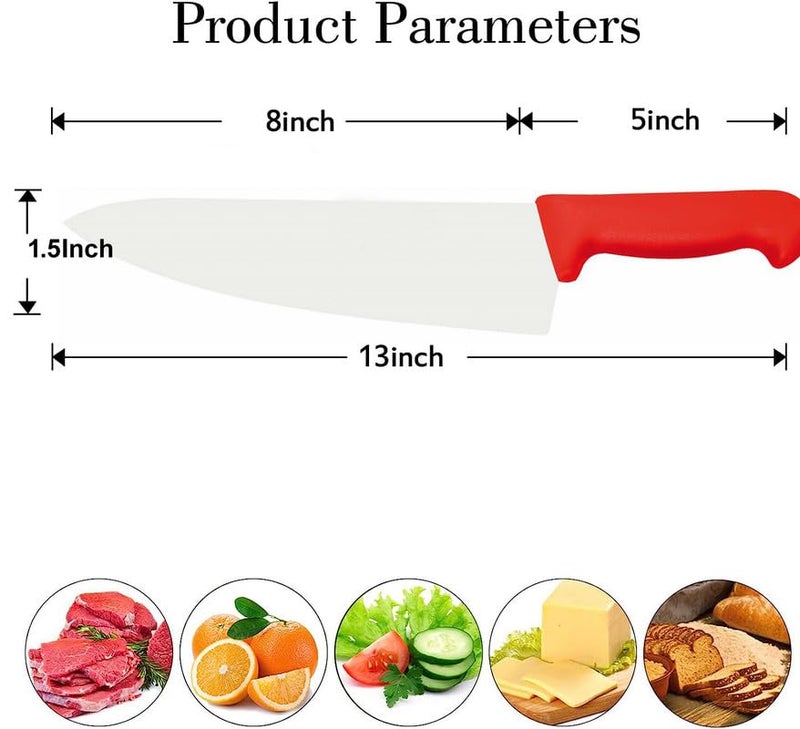 PAUL SONS PAUL SONS Hospitality Stainless Steel KnifeQuality Knife for VegetablesFruit Size 13Inch Blade Size 8Inch Red Colour Pack of 1Pc  - Image 4