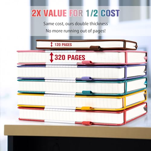 OFFIGIFT 5 Pack Lined Notebook Journal for Women, 312 Numbered Pages Thick Notebooks Bulk, 100gsm No Bleed Paper Hardcover Leather Journal, College Ruled Notebook Set for Work Writing Travel, A5, Multicolor - Image 2
