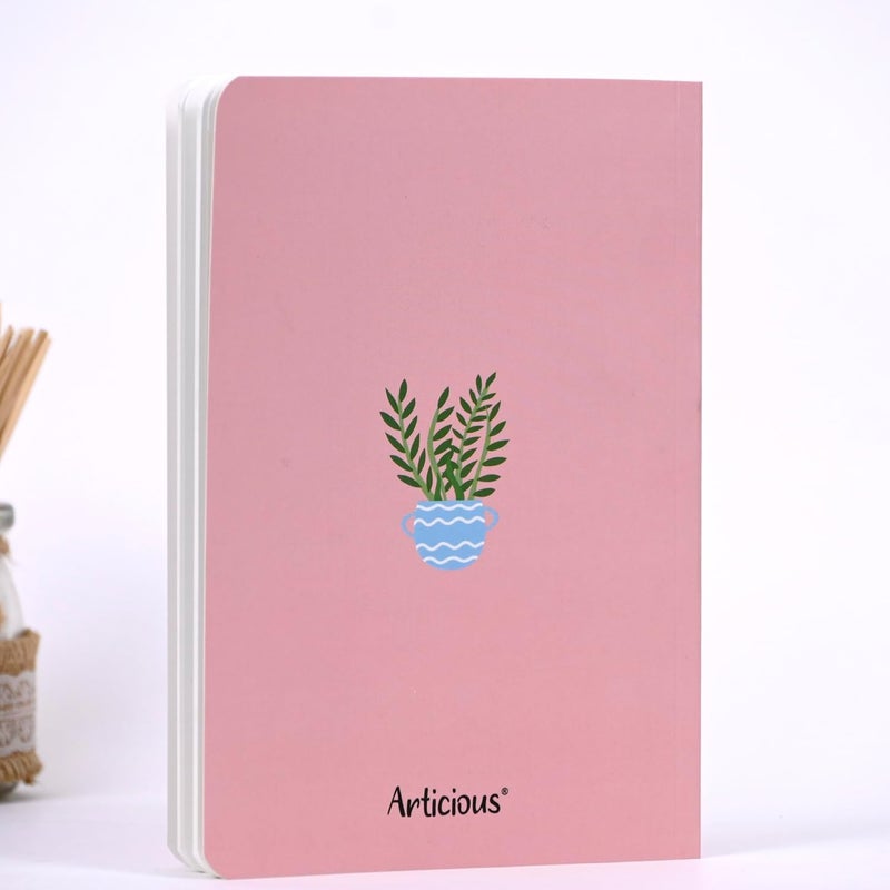 Articious Slim Diary, 14 cm x 21 cm Notebook Hardbound, Lightweight, Multi Colours Diaries (96 Pages, 80 GSM) (Pink, Set of 1) - Image 5
