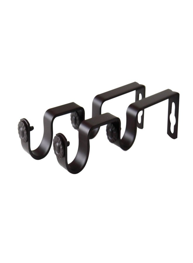 Rod Desyne 1 inch Double Brackets Pair, Mahogany, 2 Piece