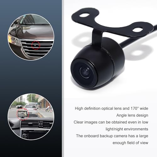 Tesnaao Car Reversing Camera, IP68 Waterproof HD Night Vision Rear View Camera with Bracket Wire Harness, 170 Degree Wide-Angle Dynamic Path Guide Line, Universal for Cars (Black) - Image 2