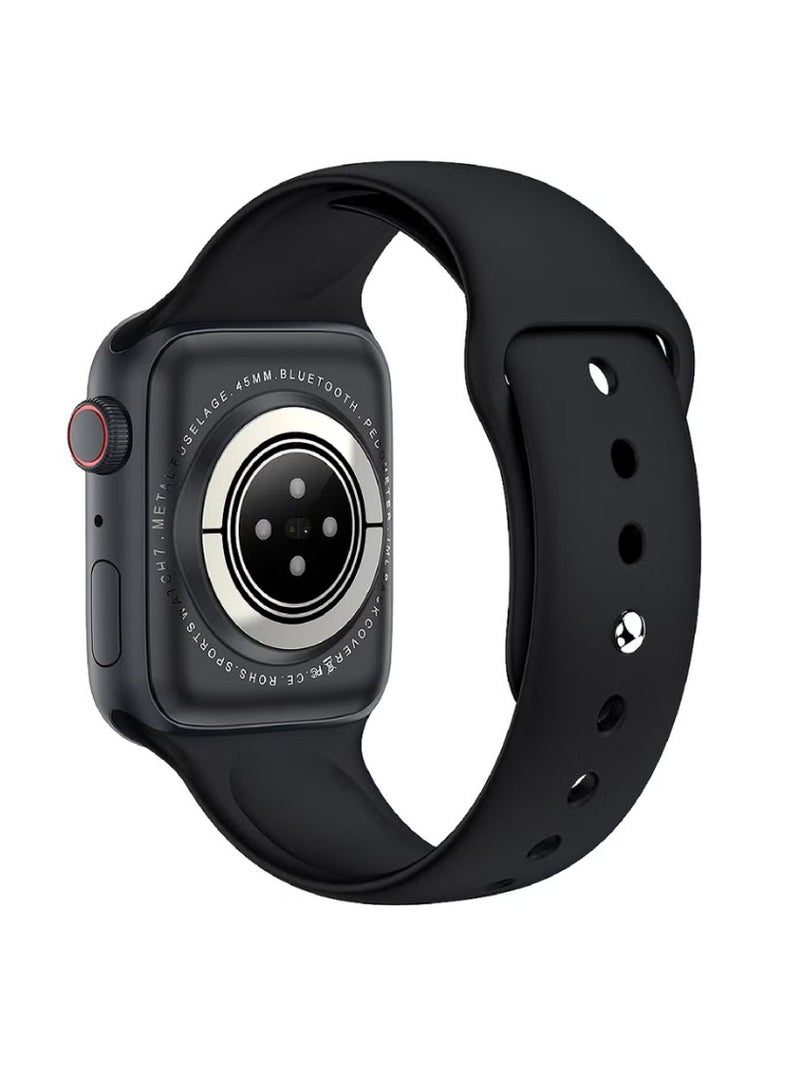 C idea CW7 Pro Black Aluminum Case with Sport Band 1.69-Inch 45MM Smart Watch with Magnetic Fast Charger Pro (Black)  - Image 4