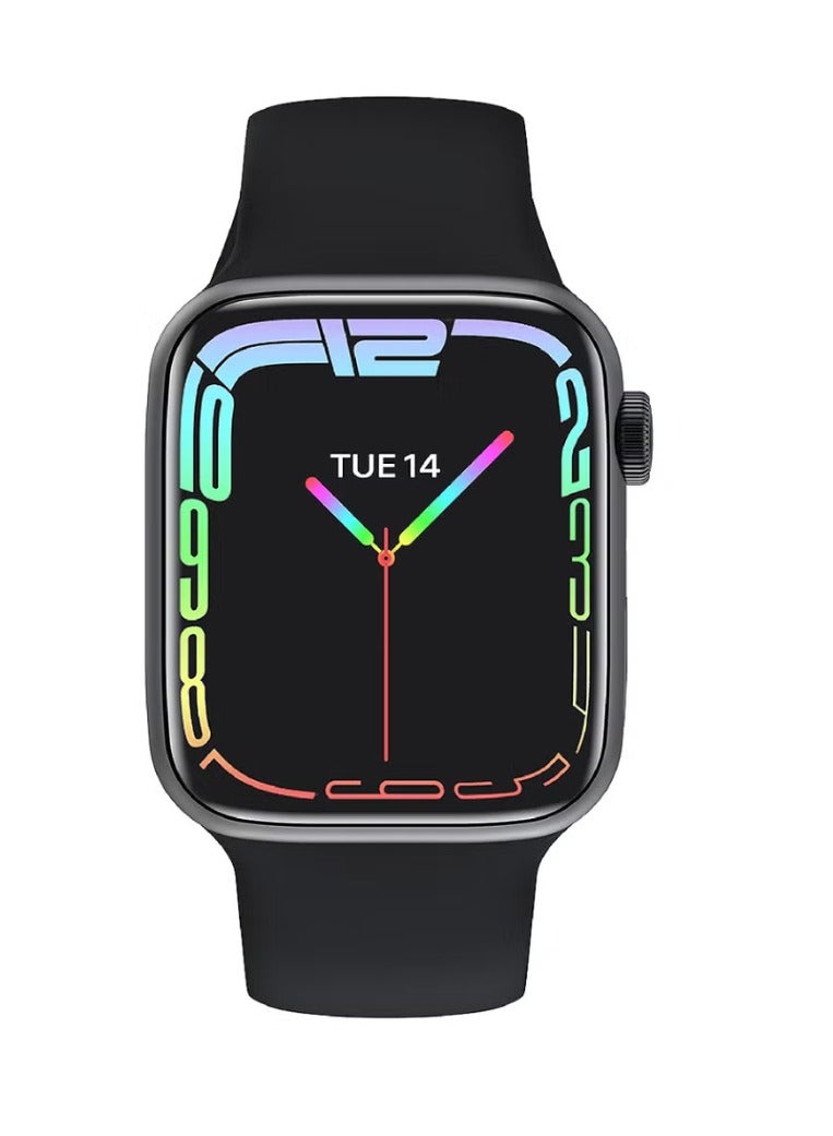 C idea CW7 Pro Black Aluminum Case with Sport Band 1.69-Inch 45MM Smart Watch with Magnetic Fast Charger Pro (Black)  - Image 1