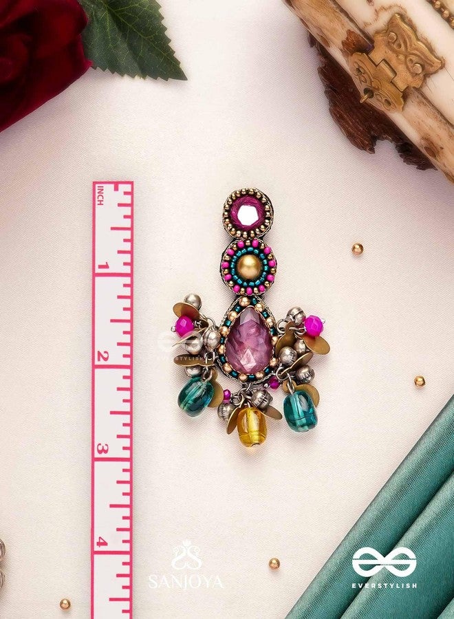 SANJOYA by EVERSTYLISH Kundan Earrings for Women | Multicolor Stone & Pearl Drop Dangler Studs | Ethnic Jewelry for Weddings, Festivals & Special Occasions - Image 4
