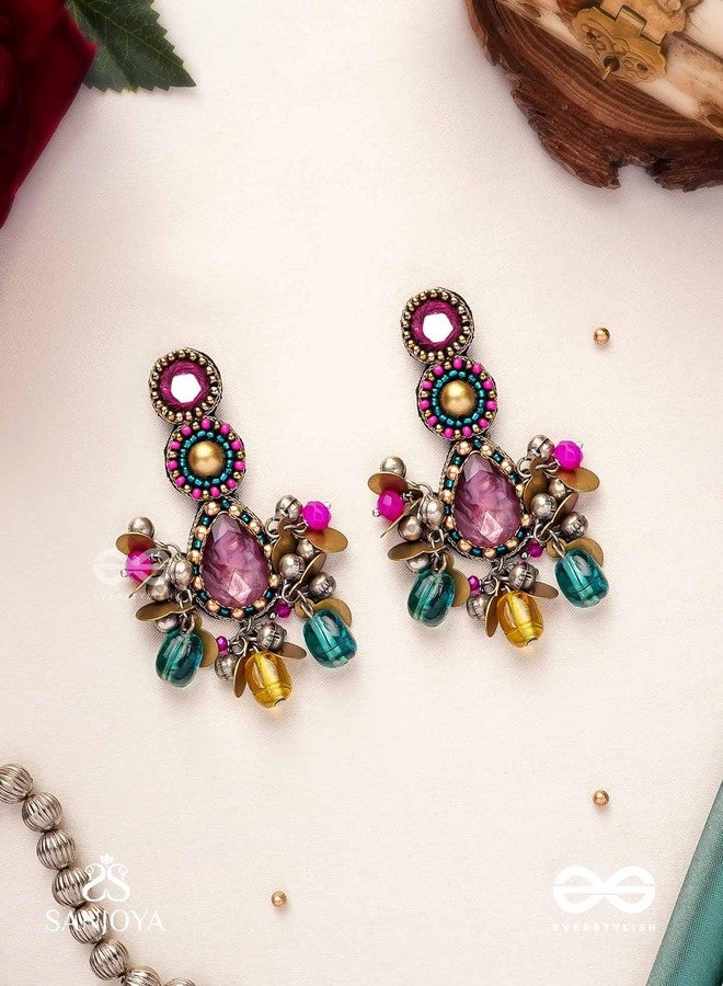 SANJOYA by EVERSTYLISH Kundan Earrings for Women | Multicolor Stone & Pearl Drop Dangler Studs | Ethnic Jewelry for Weddings, Festivals & Special Occasions - Image 2