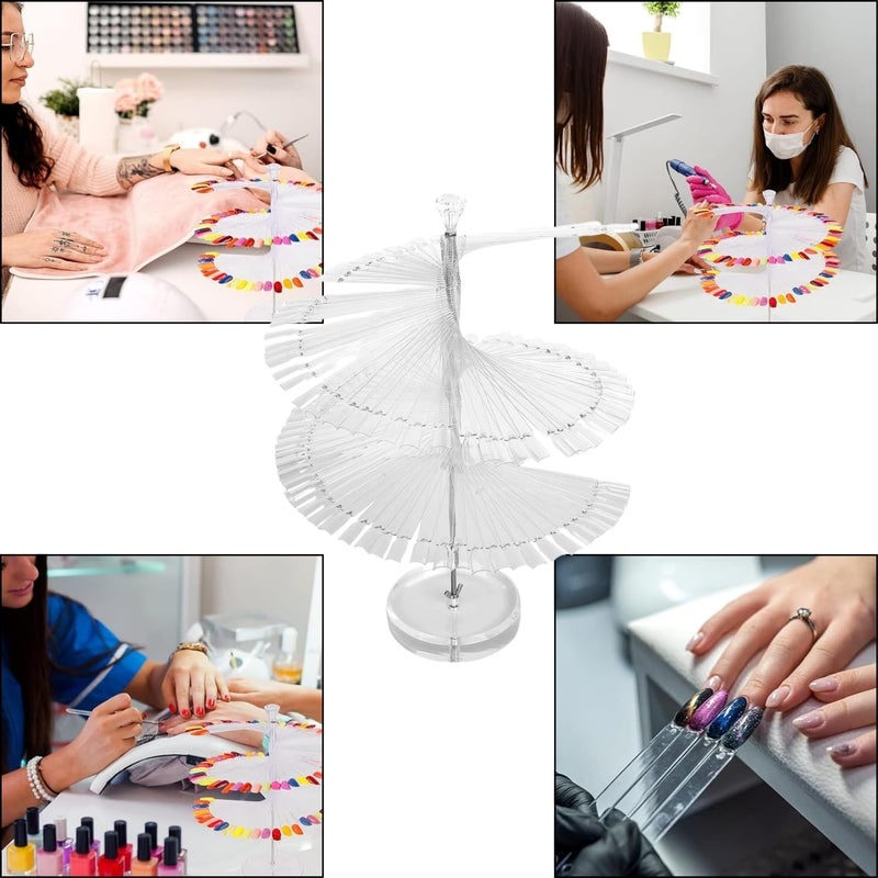 NYSA Transparent False Nail Practice Tips Nail Art Color Chart Display Stand False Nail Display Shelf Display Stand for Salon Nail Polish Gel Show Display Board for Beginners Professionals Pack of 120 Pcs - Image 3