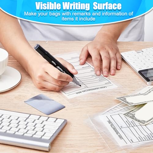 Lewtemi 100 Pieces Bank Deposit Cash Transmittal Bags Tamper Evident Security Pocket Self Adhesive Clear Polyurethane Bags Audit Friendly for Bank Currency, Coin, Checks Receipts(6 x 9 Inch) - Image 5