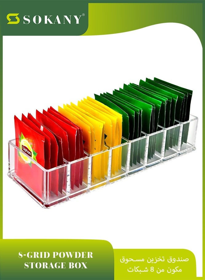 sokany Bag Organizer Holder for Kitchen Pantry Cabinet, Countertop, Tea Storage Box Station Bin Caddy Holds Beverage Bags, Sweeter, Ketchup Packets, Spice Pouches, Dressing Mixes (Clear) - Image 1